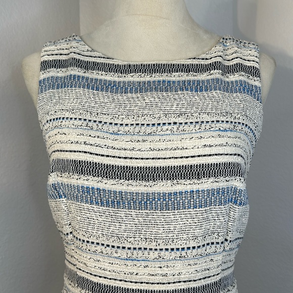 Ann Taylor Ann Taylor Sleeveless Sheath Blue Ivory Stripe Dress NWT (10p) - Picture 7 of 10